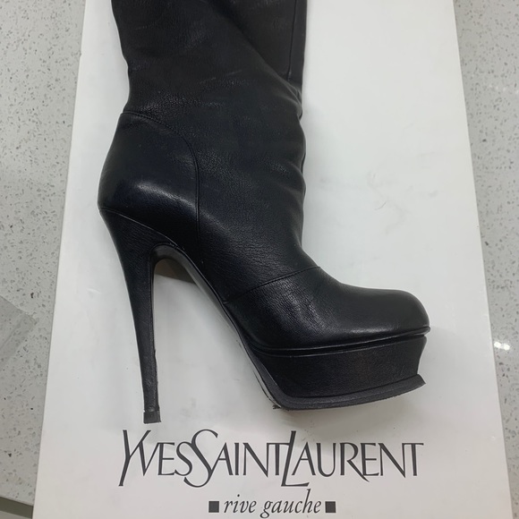 YVES SAINT LAURENT Tribute 105 Boot 36.5 Black YSL - Picture 10 of 14